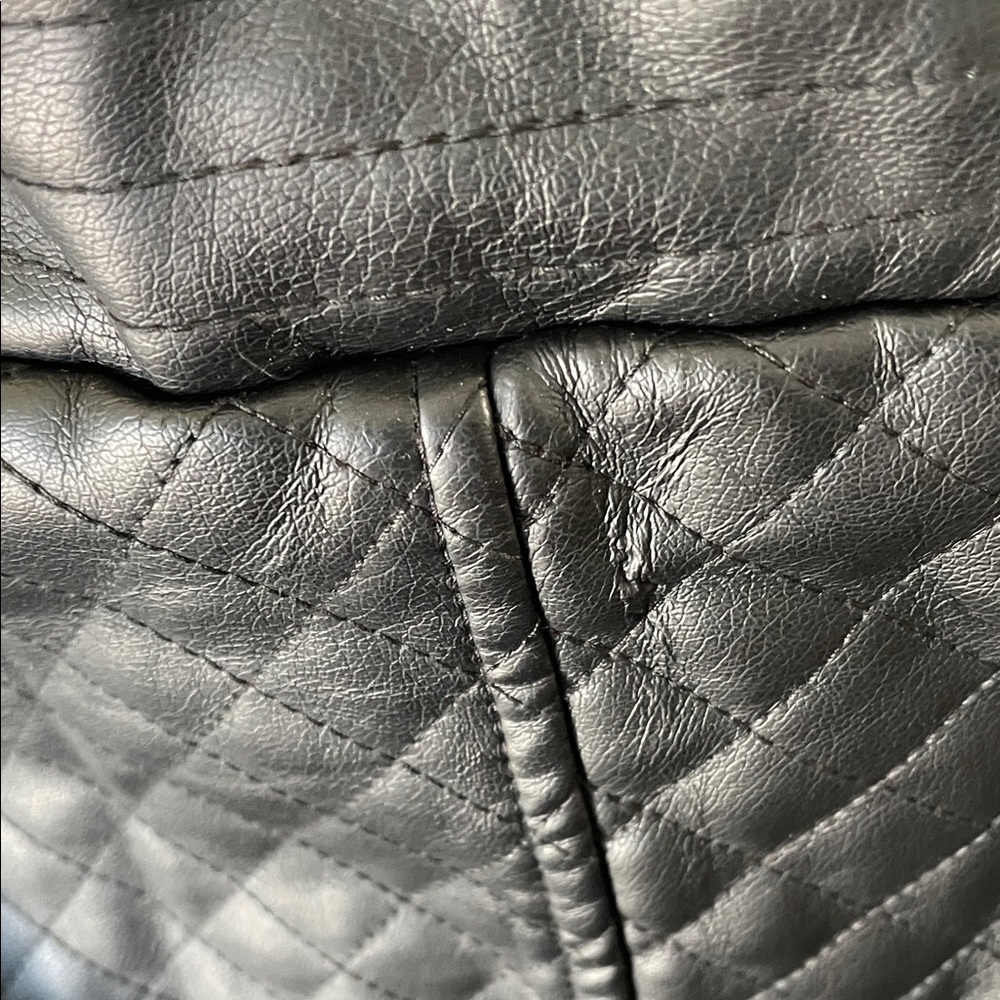 Baccini Quilted Dark Faux Leather Jacket - Picture 4 of 5